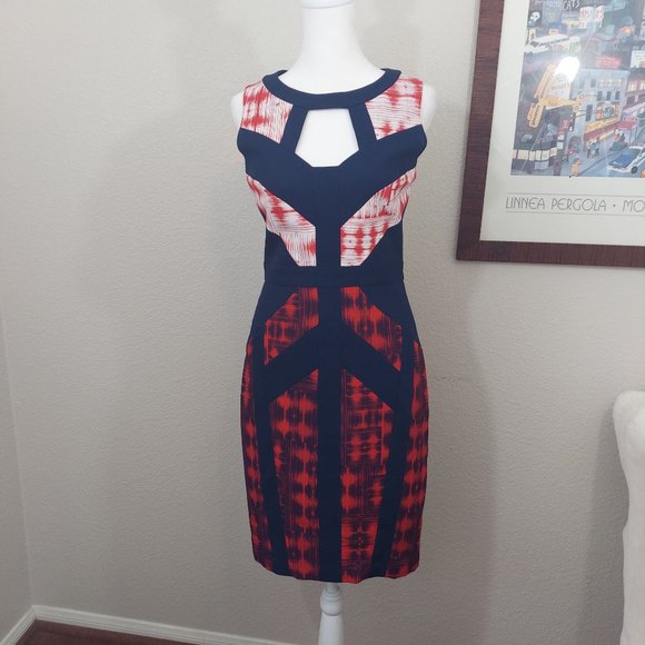 BCBG MAXAZRIA Averie Sleeveless Dress Blue Red NWOT SZ 4 - Picture 3 of 15
